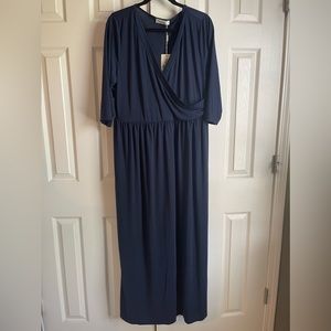 Navy 3/4 Sleeve Maxi Dress Sz 20 NWT